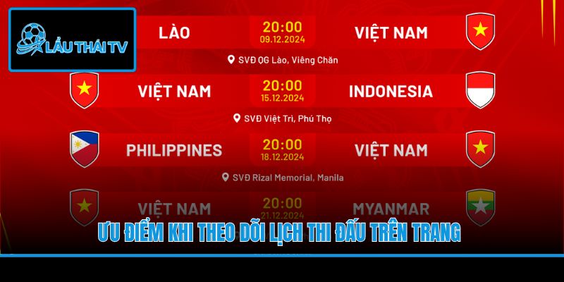 Ưu điểm khi theo dõi lịch thi đấu trên trang